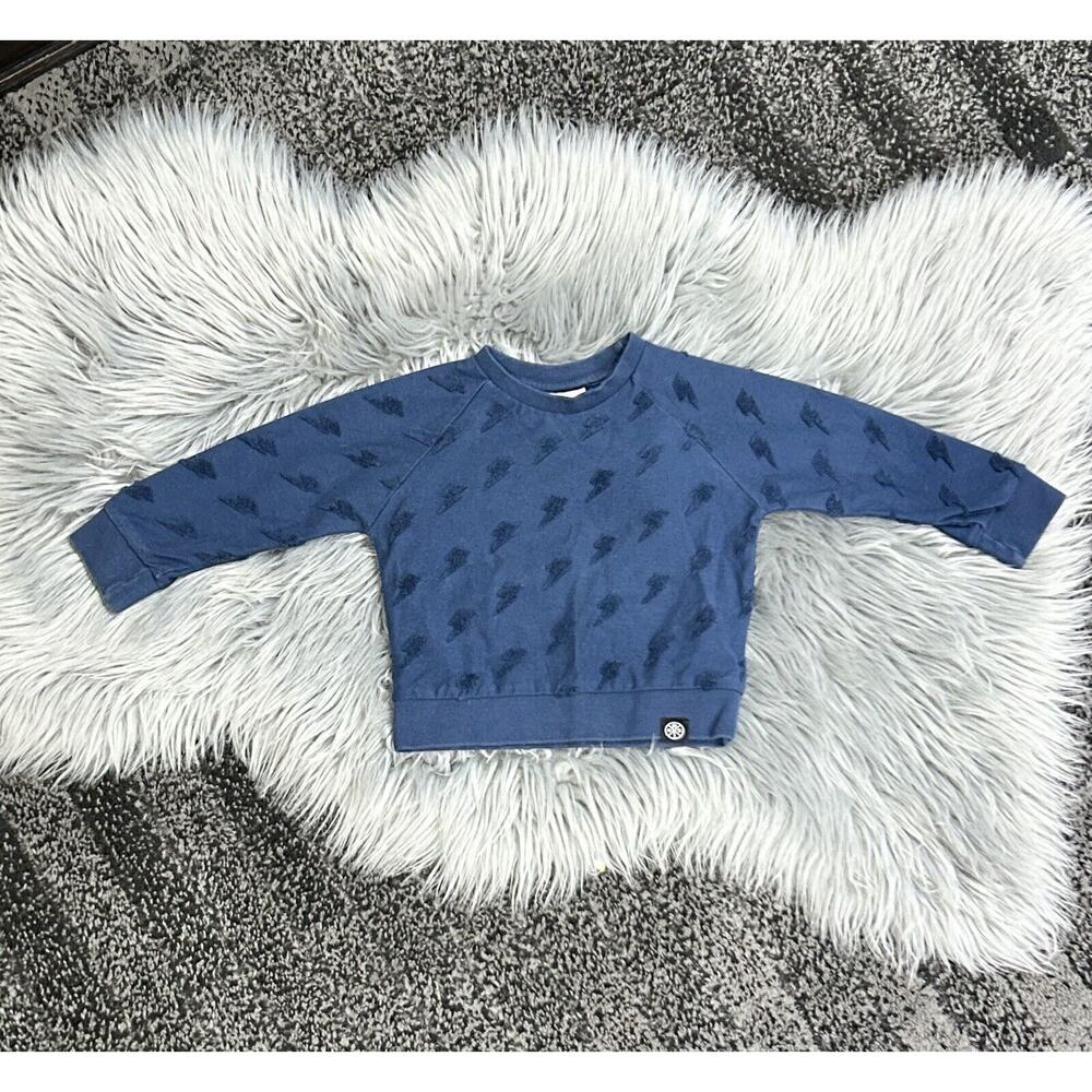 Molo Drake Deep Blue Lightening Bolt‎ Long Sleeve Top Size 18/24month